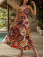 ieftine Rochii boho-Pentru femei Rochie Maxi Rochie de Vară Rochie A line Rochie Slip Vacanță Casual Boho Plajă Fit regulat Grafic Epocă Damasc Boho Paisley Fără manșon În V Galben Roșu-aprins Albastru piscină Mov Var