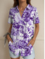 cheap Floral Tops-Women&#039;s Shirt Floral Graphic Vintage Tropical Daily Sleeveless Short Sleeve Shirt Collar Regular Tops Daily Yellow Red Blue Purple Green Summer Spring