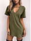 cheap Plain Dress-Women&#039;s Mini Dress T Shirt Dress Tee Dress Summer Dress Casual Daily Regular Fit Plain Short Sleeve V Neck Black White Brown Green Summer