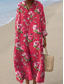 economico Abiti floreali-Per donna Abito Midi Vestito Estivo Abito a trapezio Vacanza Casual Boho Feste Uscire Spiaggia Floreale Grafico Manica Lunga Scollo a V Grigio verde Rosa scuro Bianco sporco Rosa e bianco Estate