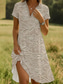 preiswerte Blumenkleid-Damen Midikleid Wickelkleid A Linie Kleid Urlaub Lässig Boho Ausgehen Standard Passform Blumen Grafik Kurzarm V Ausschnitt Weiß Grün Khaki Sommer