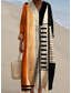 cheap Stripe&amp;Geometric Dress-Women&#039;s Midi Dress Sundress A Line Dress Vacation Casual Boho Going out Beach Loose Fit Graphic Long Sleeve V Neck Black Blue Orange Khaki Summer Spring