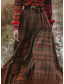 cheap Boho Dress-Women&#039;s Long Dress Maxi Dress Casual Dress Swing Dress Summer Dress Boho Dress Vintage Vacation Daily Holiday Regular Fit Plaid Long Sleeve V Neck Red Summer
