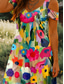 abordables Robes fleuries-Femmes Mini Robe Robe trapèze Robe d&#039;été Vacances Occasionnel Quotidien Fête Coupe régulière Fleuri Graphique Manche Courte Col en V Rose Claire Violet Vert Été