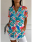 cheap Floral Tops-Women&#039;s Shirt Floral Graphic Vintage Tropical Daily Sleeveless Short Sleeve Shirt Collar Regular Tops Daily Navy Blue Light Blue Summer Spring