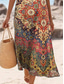 preiswerte Boho Kleider-Damen Maxikleid Sommerkleid Shiftkleid Schulterfreies Kleid Lässig Ausgehen Strand Normale Passform Grafik Stammes Ärmellos V Ausschnitt Rot orange Sommer Frühling