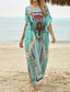 cheap Boho Dress-Women&#039;s Swimwear Cover Up Swimsuit Tropical Beach Wear Flower Round Neck Short Sleeves Bathing Suits