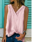 abordables Tops Sencillos para Mujeres-Mujer Camiseta sin mangas tipo camisola Color sólido Diario Casual Sin Mangas Escote en Pico Tops regulares Diario Negro Blanco Amarillo Rosa Azul Marino Verano