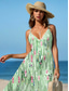 cheap Floral Dress-Women&#039;s Maxi Dress Sundress A Line Dress Slip Dress Vacation Casual Boho Beach Regular Fit Graphic Ditsy Floral Vintage Sleeveless V Neck Light Green Summer Spring