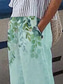 cheap Straight-Leg Pants-Women&#039;s Wide Leg Elegant Vacation Vintage Full Length High Waist Floral Graphic Printing Breathable Soft Micro-elastic Outdoor Daily Forest Green Milk Green Summer Spring Loose Fit