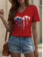 cheap Independence Day Top-Women&#039;s Patriotic  T Shirt Heart Graphic Star Vintage Stylish Classic Short Sleeve V Neck Regular Tops Daily Weekend Print Black White Pink Red Blue Summer Spring