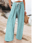 cheap Wide Leg &amp; High Waisted-Women&#039;s Wide Leg Chinos Beach Shorts Vacation Fashion Casual Full Length High Waist Graphic Stripe Drawstring Printing Breathable Soft Micro-elastic Vacation Casual Daily Violet Robin&#039;s Egg Blue Green