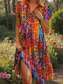 abordables Art &amp; Design Robe-Femmes Robe Midi Robe trapèze Robe d&#039;été Vacances Occasionnel Chaussures de plage Date Robe d&#039;Été Coupe régulière Graphique Géométrique Abstrait Manche Courte Revers Jaune Rouge Bleu Violet Été