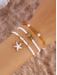 abordables Collar de mujer-Conjunto de collar y pulsera tobillera en capas estilo playa para mujer con dijes de estrellas de mar y conchas, diseño de cuentas doradas y blancas, adecuado para vacaciones de verano, estilo casual y bohemio.