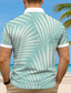 baratos Polo estampado masculino-Homens Folha Pólo Manga Curta Lapela Férias Casual Diário Desportos e Ar livre Havaiana Botões Verão Cinzento Branco Verde