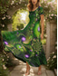cheap Art&amp;Design Dress-Women&#039;s Maxi Dress Casual Dress A Line Dress Summer Dress Elegant Vacation Casual Regular Fit Graphic Abstract Short Sleeve Square Neck Red Blue Purple Green Summer Spring