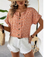 billige Blomstrete topper-Dame Bluse Blomstret Stilfull Fritid Kortermet Crew-hals Vanlige topper Daglig Knapper Trykt mønster Rosa Navyblå Oransje Sommer