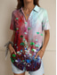 cheap Women&#039;s Floral Tops-Women&#039;s Shirt Ombre Floral Graphic Vintage Tropical Daily Sleeveless Short Sleeve Shirt Collar Regular Tops Daily Yellow Red Blue Purple Summer Spring