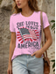 ieftine Ziua Independenței Top-Tricou Patriotic pentru Femei Grafic Drapel Litere Vintage Elegant Clasic Mâneci Scurte Gât Rotund Croială Normală Îmbrăcăminte de Zi Weekend Print Negru Alb Roz Roșu Albastru