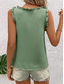 cheap Plain Tank Top-Women&#039;s Camisole Tank Top Solid Color Daily Casual Sleeveless V Neck Regular Tops Daily Ruffle White Pink Red Green Summer Spring