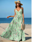 cheap Floral Dress-Women&#039;s Maxi Dress Sundress A Line Dress Slip Dress Vacation Casual Boho Beach Regular Fit Graphic Ditsy Floral Vintage Sleeveless V Neck Light Green Summer Spring
