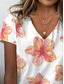 cheap Floral tee-Women&#039;s T Shirt Floral Graphic Vintage Stylish Classic Short Sleeve V Neck Regular Tops Daily Print Orange Summer Spring