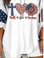 cheap 250th Anniversary Top-Independence Day Patriotic Women's Blouse Linen Like Breathable Lightweight Tunic V Neck Long Sleeve Boho Casual Graphic Flag Vintage Stylish Regular Tops Daily White