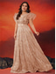 cheap CHAMPAGNE-A-Line Plus Size Dresses Elegant Curve Dress Formal Wedding Floor Length Sleeveless V Neck Lace with Sequin