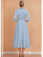 cheap Floor Length-A-Line Blazer Dress Mother of the Bride Dress Tuxedo Dress Stretch Crepe Elegant Simple Lapel Neckline Tea Length Satin 3/4 Length Sleeve with Solid Color