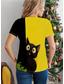 cheap Animals tee-Women&#039;s T Shirt Graphic Animal Cat Vintage Stylish Classic Short Sleeve Crew Neck Round Neck Regular Tops Daily Weekend Print Yellow Summer Spring