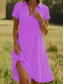 abordables Vestido blanco-Mujer Vestido Midi Vestido de una línea Vacaciones Casual Estilo playero Noche Ajuste regular Color sólido Graphic Manga Corta Escote en Pico Blanco Azul Piscina Morado Verano