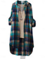 cheap Shirts-Women&#039;s Cotton Linen Shirt Plaid Basic Casual Long Sleeve Shirt Collar Long Tops Daily Buttons Pocket Print Red Blue Summer