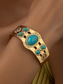 economico Bracciale da donna-Bracciale rigido vintage da donna in oro con pietre turchesi – bracciale regolabile in stile boho per donne, ideale per outfit casual, feste e festival estivi