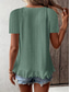 cheap Plain tee-Women&#039;s T Shirt Solid Color Plain Basic Casual Short Sleeve Crew Neck Regular Tops Daily Weekend Ruffle Eyelet White Yellow Pink Green Summer