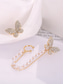 abordables Boucle d&amp;#39;oreille pour femme-Boucles d'oreilles pendantes en perles papillon en or pour femmes avec chaîne, design asymétrique, design élégant en cristal papillon, convient pour les fêtes et les tenues de vacances décontractées