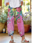 abordables Pantalon droit-Femmes Chinos Pantalons Amples Shorts de plage Vacances ancien Style Ethnique Longueur cheville Taille haute Fleuri Graphique Impression Chaleur Thermique Respirant Doux Micro-Élastique Formel