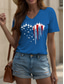 cheap Independence Day Top-Women&#039;s Patriotic  T Shirt Heart Graphic Star Vintage Stylish Classic Short Sleeve V Neck Regular Tops Daily Weekend Print Black White Pink Red Blue Summer Spring