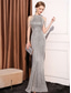 abordables Semi-formal / Cóctel-Vestidos de Quinceañera en Corte Sirena  Trompeta Vestido Elegante Formal Boda Largo Completo Sin Mangas Cuello Halter con Lentejuelas