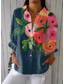 cheap Shirts-Women&#039;s Linen Like Shirt Blouse Floral Graphic Stylish Casual Long Sleeve Shirt Collar Regular Tops Daily Holiday Going out Buttons Yellow Red Blue Green Summer Spring
