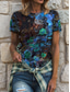 cheap Boho tee-Women&#039;s T Shirt Floral Graphic Plants Bohemia Vintage Stylish Short Sleeve Crew Neck Round Neck Regular Tops Daily Going out Weekend Print Yellow Blue Purple Green Summer Spring
