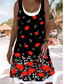cheap Print Floral Dresses-Women&#039;s Midi Dress Tank Dress Fashion Classic Outdoor Daily Weekend Regular Fit Graphic Sleeveless Crew Neck Black Summer Spring Fall
