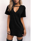 cheap Plain Dress-Women&#039;s Mini Dress T Shirt Dress Tee Dress Summer Dress Casual Daily Regular Fit Plain Short Sleeve V Neck Black White Brown Green Summer