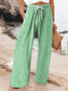cheap Wide Leg &amp; High Waisted-Women&#039;s Wide Leg Chinos Beach Shorts Vacation Fashion Casual Full Length High Waist Graphic Stripe Drawstring Printing Breathable Soft Micro-elastic Vacation Casual Daily Violet Robin&#039;s Egg Blue Green