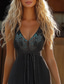 cheap Boho Dress-Women&#039;s Mini Dress Boho Dress Western Dress Fashion Classic Modern Outdoor Vacation Holiday Regular Fit Flower Sleeveless V Neck Black Summer