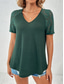 cheap Plain tee-Women&#039;s T Shirt Plain Fashion Stylish Modern Short Sleeve V Neck Regular Tops Daily Weekend Lace Patchwork Black White Red Green Summer