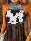 billige Boho-kjoler-Dame Mini kjole Solkjole Grime kjole Off The Shoulder-kjole Ferie Fritid utendørs Fest Ut på byen Standard passform Grafisk Stamme Etnisk Ermeløs Grimehals Kamel Sommer Vår