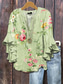 cheap Floral Tops-Women&#039;s Blouse V Neck Ombre Floral Graphic Elegant Bohemia Stylish 3/4 Length Sleeve Regular Tops Daily Holiday Vacation Wear Ruffle Print Blush Pink Light Green Light Blue Summer Spring Fall