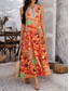 tanie Sukienki boho-Damskie Sukienka maxi Sukienka A line Letnie sukienki Urlop Codzienny Święto Luźna Kwiaty Graficzny Bez rękawów W serek Pomarańczowy Lato