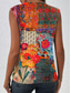 ieftine top floral fără mâneci-Pentru femei Camisole Tank Top Floral Grafic Elegant Boemia Epocă Fără manșon Stil Nautic Topuri obișnuite Negru Portocaliu Vară Primăvară