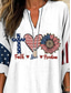 cheap 250th Anniversary Top-Independence Day Patriotic Women's Blouse Linen Like Breathable Lightweight Tunic V Neck Long Sleeve Boho Casual Graphic Flag Vintage Stylish Regular Tops Daily White